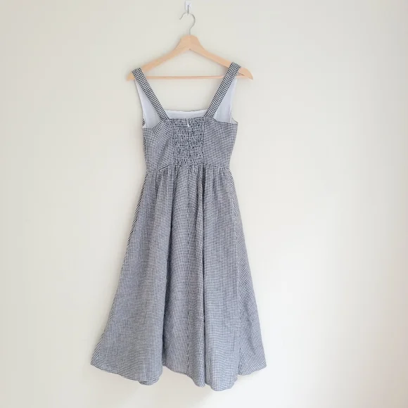 NWT Quince 100% European Linen Fit & Flare Midi Dress, Classic Mini Ginhgham, XS - Picture 4 of 12